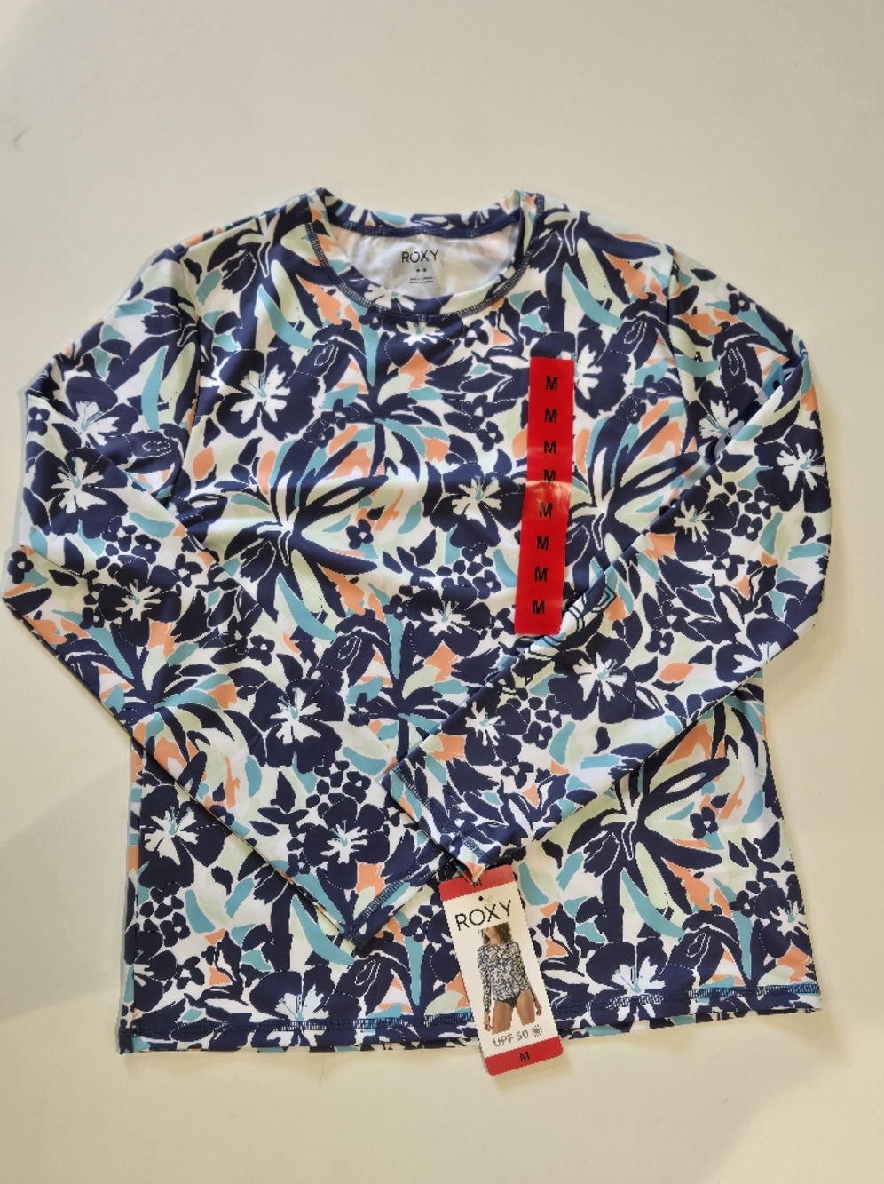 NWT- Roxy Sea Skipping Long Sleeve Rashguard UPF 50+ Swim Shirt Women's Size M - Picture 6 of 8